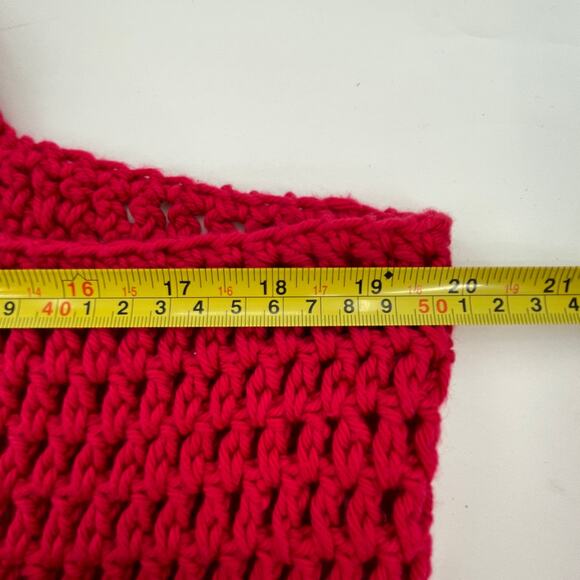 Handmade Red Crochet Granny Bottom Large Stretchy Shoulder Bag Market Tote Tote - Picture 8 of 11